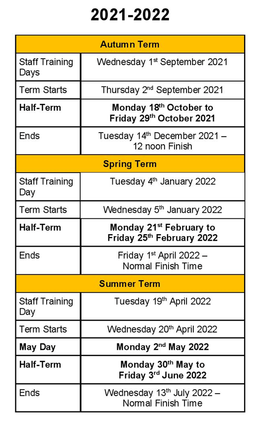 Avalon School Term Dates